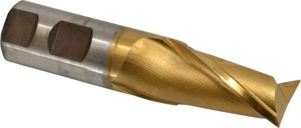 Cleveland - 1", 1-5/8" LOC, 1" Shank Diam, 4-1/2" OAL, 2 Flute, High Speed Steel Square End Mill - Single End, TiN Finish, Spiral Flute, 30° Helix, Centercutting, Right Hand Cut, Right Hand Flute, Series HG-2 - Americas Industrial Supply