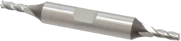 Cleveland - 9/64", 7/16" LOC, 3/8" Shank Diam, 3-1/8" OAL, 4 Flute, High Speed Steel Square End Mill - Double End, Uncoated, Spiral Flute, 30° Helix, Centercutting, Right Hand Cut, Right Hand Flute, Series HD-4C - Americas Industrial Supply