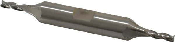 Cleveland - 1/8", 3/8" LOC, 3/8" Shank Diam, 3-1/16" OAL, 3 Flute, High Speed Steel Square End Mill - Double End, Uncoated, Spiral Flute, 30° Helix, Centercutting, Right Hand Cut, Right Hand Flute, Series HD-3 - Americas Industrial Supply
