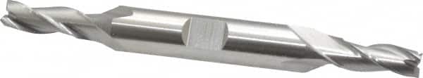 Cleveland - 1/4", 5/8" LOC, 3/8" Shank Diam, 3-3/8" OAL, 3 Flute, High Speed Steel Square End Mill - Double End, Uncoated, Spiral Flute, 30° Helix, Centercutting, Right Hand Cut, Right Hand Flute, Series HD-3 - Americas Industrial Supply