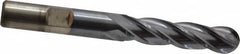 Cleveland - 3/8" Diam, 3/4" LOC, 4 Flute High Speed Steel Ball End Mill - TiCN Finish, Single End, 2-1/2" OAL, 3/8" Shank Diam, Spiral Flute - Americas Industrial Supply