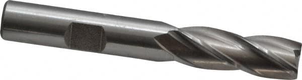 Cleveland - 25/64", 1" LOC, 3/8" Shank Diam, 2-11/16" OAL, 4 Flute, Cobalt Square End Mill - Single End, Uncoated, Spiral Flute, 30° Helix, Centercutting, Right Hand Cut, Right Hand Flute, Series HGC-4C - Americas Industrial Supply