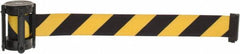 Tensator - 5" High x 90" Long x 2" Wide Barrier Replacement Cassette - Plastic, Black Powder Finish, Black/Yellow, Use with Tensabarrier - Americas Industrial Supply