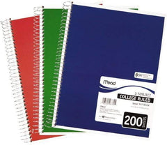 Mead - 200 Sheet, 8-1/2 x 11", College Ruled Spiral Bound Notebook - Assorted Colors - Americas Industrial Supply