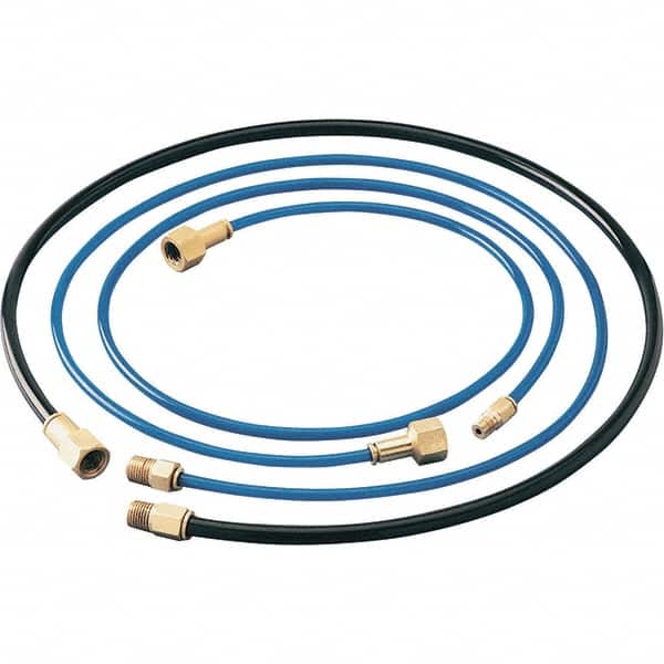 Dynabrade - 1/4" ID x 3/8" OD 6' Long Hose - Female/Male Ends, 90 Working psi, 1/4" Fitting, Black & Blue - Americas Industrial Supply