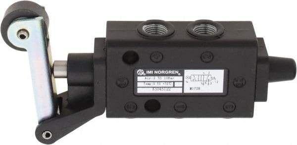 Norgren - 0.34 CV Rate, 1/8" NPT Inlet 5/2 Super Mechanical Valve - 1/8" NPT Inlet, Packed Spool Valve, Roller Lever Actuator - Americas Industrial Supply