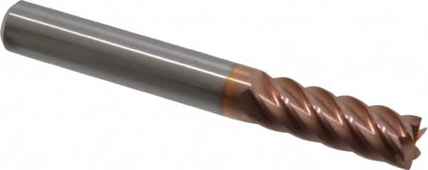 Accupro - 5/16", 7/8" LOC, 5/16" Shank Diam, 2-1/2" OAL, 6 Flute, Solid Carbide Square End Mill - Single End, TiCN Finish, Spiral Flute, 40° Helix, Centercutting, Right Hand Cut, Right Hand Flute - Americas Industrial Supply