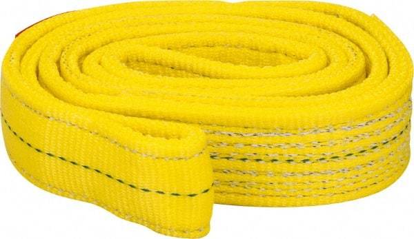 Lift-All - 4' Long x 2" Wide, 12,200 Lb Vertical Capacity, 2 Ply, Polyester Web Sling - 9,800 Lb Choker Capacity, Yellow - Americas Industrial Supply