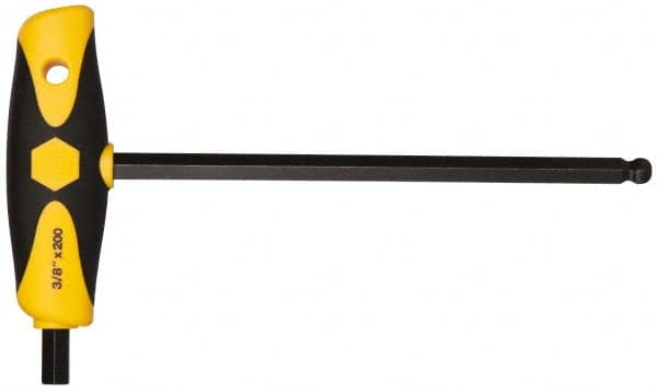 Wiha - 3/8" Hex, T-Handle Cushion Grip, Ball End Hex Key - 7-29/32" OAL, Inch System of Measurement - Americas Industrial Supply