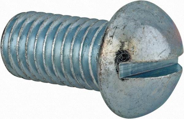 Value Collection - 1/2-13 UNC, 1" Length Under Head Slotted Drive Machine Screw - Round Head, Alloy Steel, Zinc-Plated Finish, Without Washer - Americas Industrial Supply
