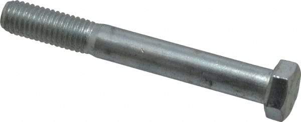 Made in USA - 1/2-13 UNC, 4" Length Under Head Hex Head Cap Screw - Partially Threaded, Grade 5 Steel, Zinc-Plated Finish, 3/4" Hex - Americas Industrial Supply