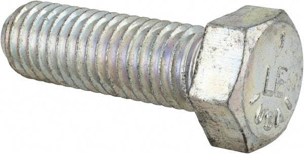 Made in USA - 9/16-12 UNC, 1-3/4" Length Under Head Hex Head Cap Screw - Fully Threaded, Grade 5 Steel, Zinc-Plated Finish, 13/16" Hex - Americas Industrial Supply