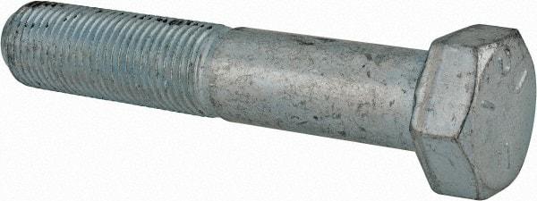 Made in USA - 1/2-20 UNF, 2-3/4" Length Under Head Hex Head Cap Screw - Partially Threaded, Grade 5 Steel, Zinc-Plated Finish, 3/4" Hex - Americas Industrial Supply