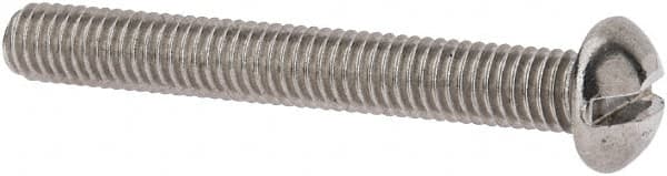 Value Collection - #10-32 UNF, 1-1/2" Length Under Head Slotted Drive Machine Screw - Round Head, Grade 18-8 Stainless Steel, Uncoated, Without Washer - Americas Industrial Supply