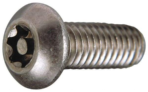 Value Collection - #6-32 UNC Pin In Torx Drive, Button Screw - Grade 18-8 Stainless Steel, Uncoated, 1" Length Under Head - Americas Industrial Supply