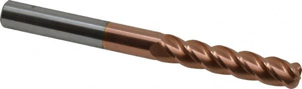 Accupro - 3/8", 4 Flute, Single End, Solid Carbide, 1/8" Corner Radius End Mill - 4" OAL, 40° Helix, Right Hand Flute, 1-3/4" LOC, Right Hand Cut - Americas Industrial Supply