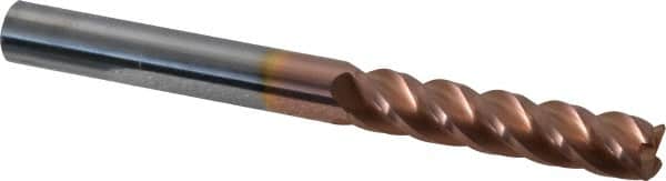 Accupro - 3/8", 4 Flute, Single End, Solid Carbide, 0.03" Corner Radius End Mill - 4" OAL, 40° Helix, Right Hand Flute, 1-3/4" LOC, Right Hand Cut - Americas Industrial Supply