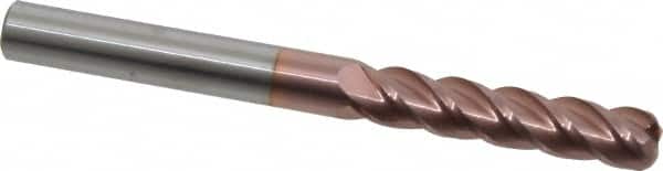 Accupro - 3/8", 4 Flute, Single End, Solid Carbide, 0.09" Corner Radius End Mill - 4" OAL, 40° Helix, Right Hand Flute, 1-3/4" LOC, Right Hand Cut - Americas Industrial Supply