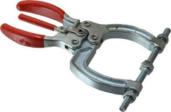 De-Sta-Co - 2224.11 N Load Capacity, 1.83" Throat Depth, 5.52" OAL, Carbon Steel, C Style Plier Clamp - 3.38" Max Jaw Capacity, M6x1 Spindle, 3.38" Open Throat Height, Red Handle, Spindle End - Americas Industrial Supply
