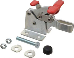 De-Sta-Co - 750 Lb Holding Capacity, Horizontal Handle, Manual Hold Down Toggle Clamp - 168° Handle Movement, 90° Bar Opening, U-Bar, Flanged Base, Electro-Plated Zinc, Carbon Steel - Americas Industrial Supply