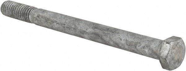 Value Collection - 3/8-16 UNC, 4-1/2" Length Under Head Hex Head Cap Screw - Partially Threaded, Grade 5 Steel, Hot Dipped Galvanized Finish, 9/16" Hex - Americas Industrial Supply