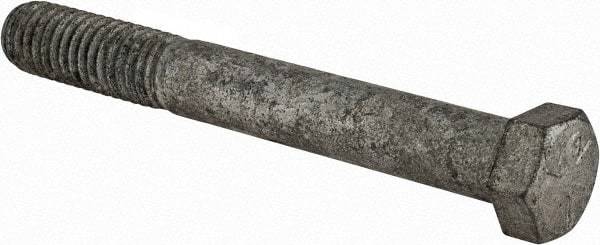 Value Collection - 7/16-14 UNC, 3-1/2" Length Under Head Hex Head Cap Screw - Partially Threaded, Grade 5 Steel, Hot Dipped Galvanized Finish, 5/8" Hex - Americas Industrial Supply