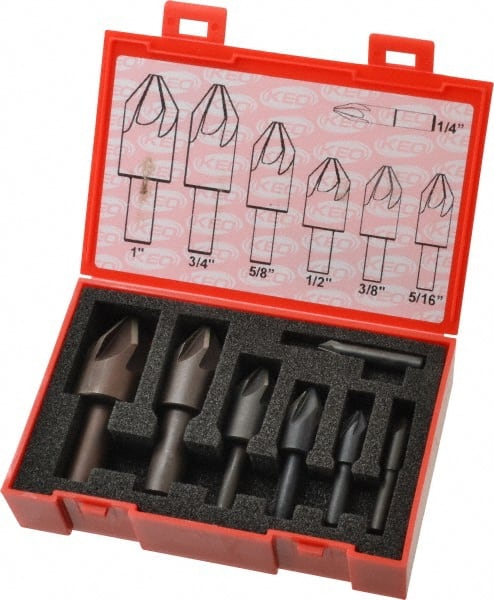 Keo - 7 Piece, 1/4 to 1" Head Diam, 60° Included Angle, Single End Countersink Set - Americas Industrial Supply