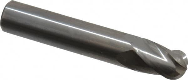 Hertel - 7/16" Diam, 5/8" LOC, 4 Flute Solid Carbide Ball End Mill - Uncoated, Single End, 2-1/2" OAL, 7/16" Shank Diam - Americas Industrial Supply