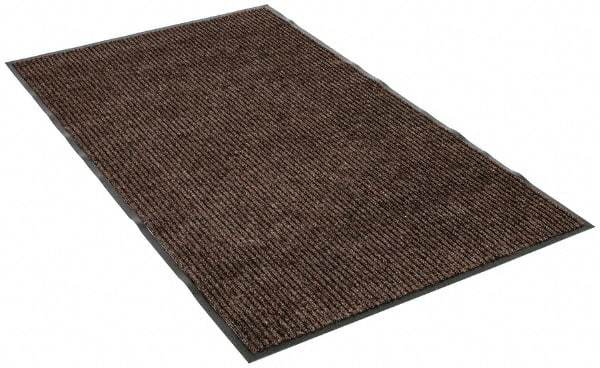 PRO-SAFE - 5 Ft. Long x 3 Ft. Wide, Poly Blended Carpet Surface, Ribbed Entrance Matting - 5/16 Inch Thick, Indoor, Medium Traffic, Vinyl, Brown - Americas Industrial Supply