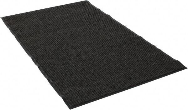 PRO-SAFE - 5 Ft. Long x 3 Ft. Wide, Poly Blended Carpet Surface, Ribbed Entrance Matting - 5/16 Inch Thick, Indoor, Medium Traffic, Vinyl, Gray - Americas Industrial Supply