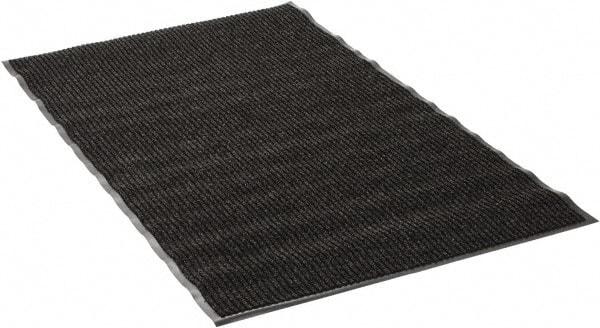 PRO-SAFE - 5 Ft. Long x 3 Ft. Wide, Poly Blended Carpet Surface, Ribbed Entrance Matting - 5/16 Inch Thick, Indoor, Medium Traffic, Vinyl, Black - Americas Industrial Supply