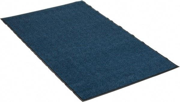 PRO-SAFE - 6 Ft. Long x 4 Ft. Wide, Poly Blended Carpet Surface, Chevron Ribbed Entrance Matting - 5/16 Inch Thick, Indoor, Medium Traffic, Vinyl, Blue, 4 Edged Side - Americas Industrial Supply