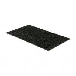 PRO-SAFE - 5 Ft. Long x 3 Ft. Wide, Poly Blended Carpet Surface, Chevron Ribbed Entrance Matting - 5/16 Inch Thick, Indoor, Medium Traffic, Vinyl, Charcoal, 4 Edged Side - Americas Industrial Supply