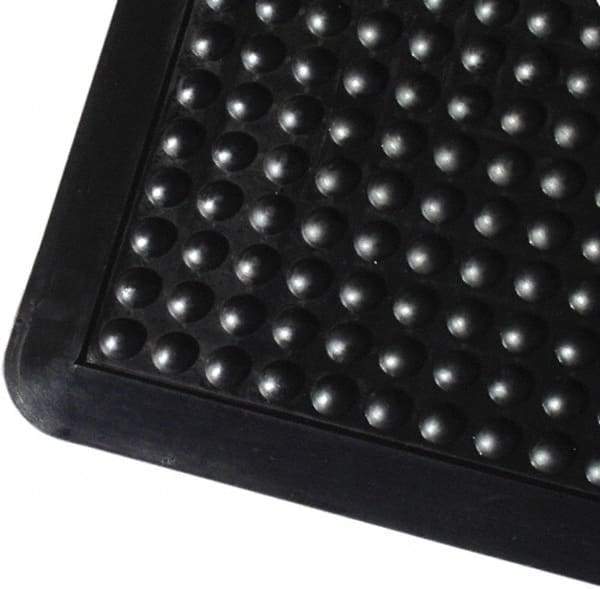 PRO-SAFE - 3' Long x 2' Wide, Dry Environment, Anti-Fatigue Matting - Black, Natural Rubber with Rubber Base, Rounded on 4 Sides - Americas Industrial Supply