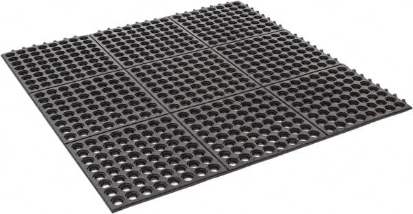 PRO-SAFE - 3' Long x 3' Wide x 5/8" Thick, Anti-Fatigue Modular Matting Tiles - 2 Interlocking Sides, Black, For Dry & Wet Areas, Series Pro-Safe - Americas Industrial Supply