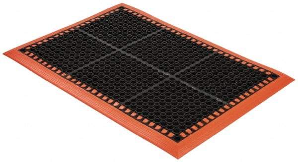 PRO-SAFE - Dry/Wet Environment, Anti-Fatigue Matting - Black with Orange Borders, Natural Rubber with Rubber Base, Beveled on 4 Sides - Americas Industrial Supply
