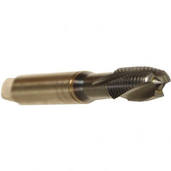 Emuge - 1/4-20 UNC 3 Flute 3BX Plug Spiral Flute Tap - Cobalt, TiCN Finish, 3.15" OAL, Left Hand Flute, Right Hand Thread, Series Rekord C - Americas Industrial Supply