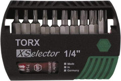 Wiha - 10 Piece, 1/4" Drive Screwdriver Torx Insert Bit Set - T7 to T40 Torx - Americas Industrial Supply