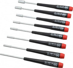 Wiha - 8 Piece 3/32 to 1/4" Electronic Nutdriver Set - Standard Shaft, Ergonomic Handle - Americas Industrial Supply
