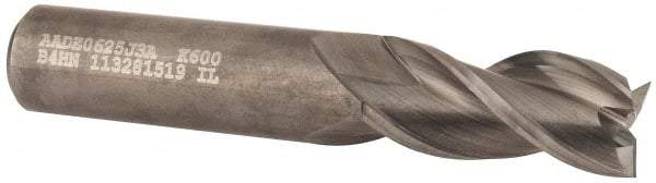Kennametal - 5/8", 1-1/4" LOC, 5/8" Shank Diam, 3-1/2" OAL, 3 Flute, Solid Carbide Square End Mill - Single End, Uncoated, Spiral Flute, 37° Helix, Centercutting, Right Hand Cut, Right Hand Flute, Series AADE - Americas Industrial Supply