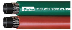 Parker - 1/4" Inside x 17/32" Outside Diam, Grade T Welding Hose - Green & Red, 100' Long, Twin Style, 200 psi Working Pressure - Americas Industrial Supply