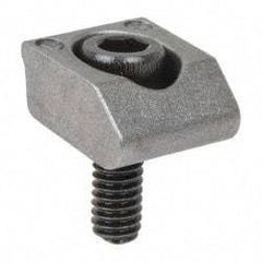Mitee-Bite - 8-32 Screw Thread, 1/2" Wide x 0.1" High, Smooth Steel Standard Style Screw Mount Toe Clamp - 1,500 Lb Holding Force, 44" Lb Torque, 3.7 Lb Ft Torque, 25/64" Long Extension, 0.016" Throw, 8 Clamps in Package - Americas Industrial Supply