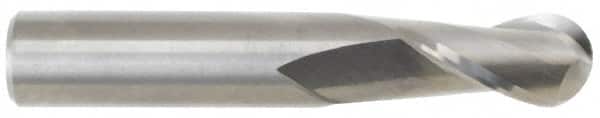 M.A. Ford - 7/16" Diam, 1" LOC, 2 Flute Solid Carbide Ball End Mill - AlTiN Finish, Single End, 2-3/4" OAL, 7/16" Shank Diam, Spiral Flute - Americas Industrial Supply