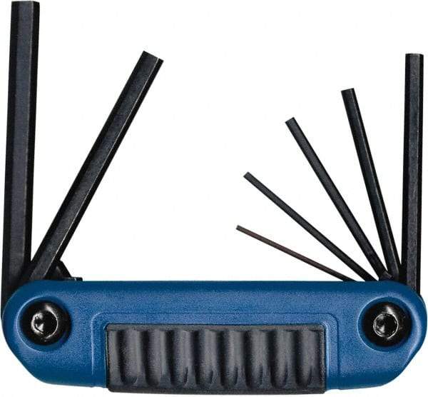 Eklind - 7 Piece Fold-Up Hex Key Set - Hex Range 1.5 to 6mm, 5" OAL, Chrome Alloy Steel - Americas Industrial Supply