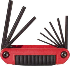 Eklind - 9 Piece Fold-Up Hex Key Set - Hex Range 5/64 to 1/4", 4-1/2" OAL, Chrome Alloy Steel - Americas Industrial Supply