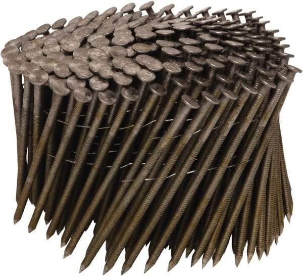 Stanley Bostitch - 11 Gauge 0.12" Shank Diam 3-1/4" Long Framing Nails for Power Nailers - Steel, Bright Finish, Ring Shank, Coil Wire Collation, Round Head, Chisel Point - Americas Industrial Supply