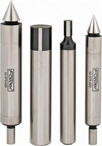 Fowler - 3/8 Inch Shank Diameter, 0.0002 Inch Accuracy, Double, Single End, Edge Finder Set - 0.5 Inch Head Diameter, Conical, Cylindrical Head Type, Includes 4 Attachments, Wooden Case, 4 Pieces - Americas Industrial Supply