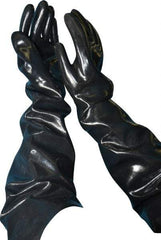 Ansell - Size XL (10), 31" Long, 80 mil Thick, Supported, Neoprene Chemical Resistant Gloves - Smooth Finish, Cotton Lined, Shoulder Length Cuff, ANSI Abrasion Level 3, ANSI Cut Level 2, Black - Americas Industrial Supply