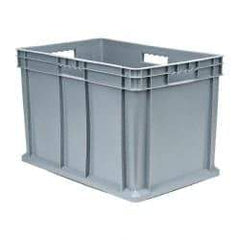 Akro-Mils - 3.55 Cu Ft, 150 Lb Load Capacity Gray Polyethylene Tote Container - Stacking, 23.3" Long x 15.8" Wide x 16.1" High - Americas Industrial Supply