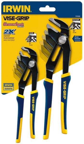 Irwin - 2 Piece GrooveLock Plier Set - Comes in Clamshell - Americas Industrial Supply